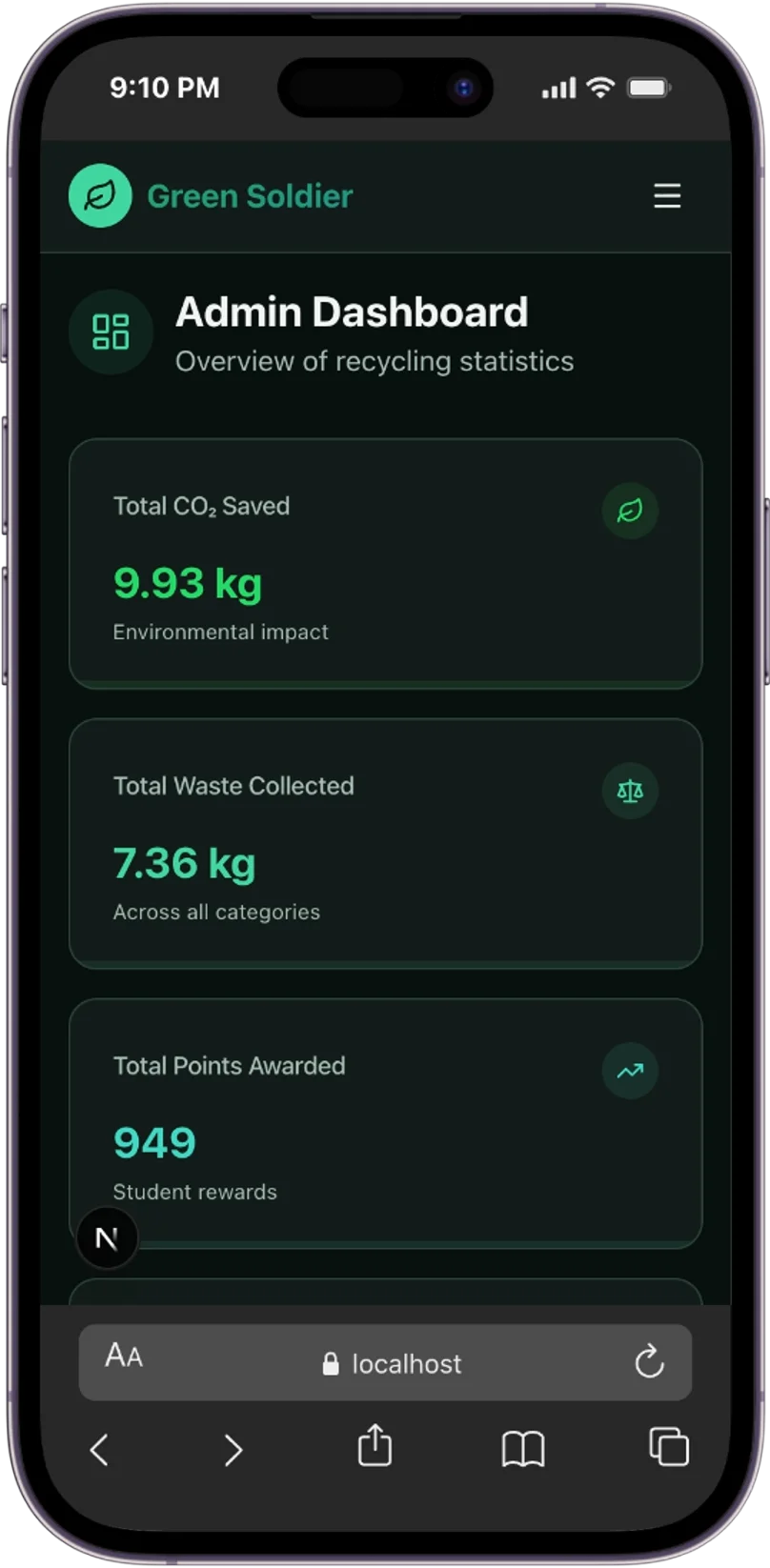 Environmental conservation operator app mockup